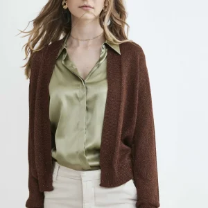 Cardigan corto da donna - TABACCO