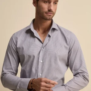 Camicia Fantasia Slim Fit Collo Francese - P/POULE MARRONE