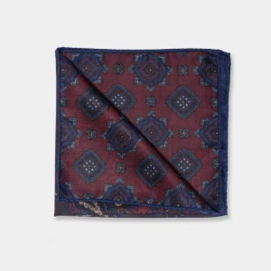 Pochette fantasia lana e seta - BLU/ARANCIO