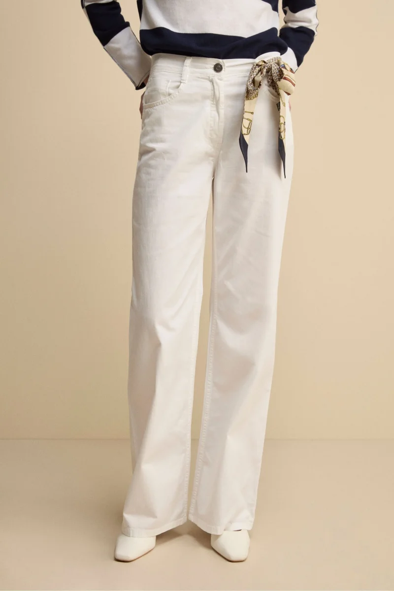 Pantalone Cinque Tasche a Gamba Larga - BIANCO