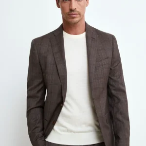 Abito Check Monopetto in Lana - MARRONE QUADRI