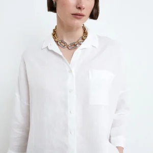 Camicia Over in Lino - BIANCO