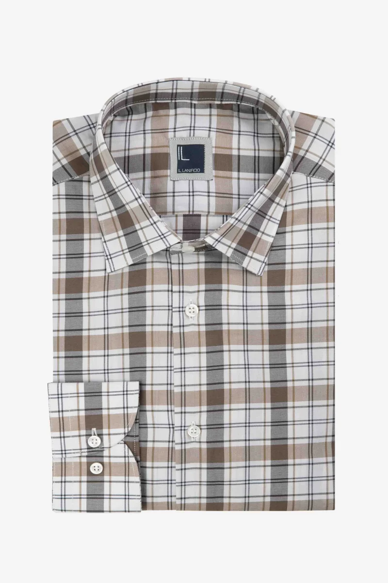 Camicia check in cotone - MARRONE QUADRI - immagine 2