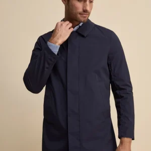 Trench Impermeabile con Zip e Bottoni - BLU