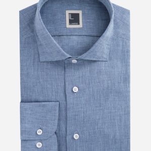 Camicia di lino da uomo - BLU APERTO