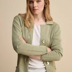 Cardigan in Cotone con Bottoni - SALVIA
