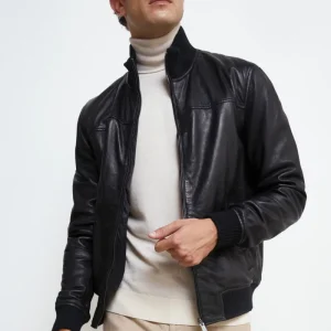 Giubbotto di Pelle Reversibile - NERO