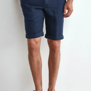 Bermuda in Lino con Risvolto - BLU NOTTE
