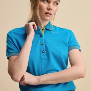 Polo Mezza Manica in Cotone Piquet - CELESTE