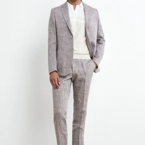 Abito in lino slim fit - MARRONE