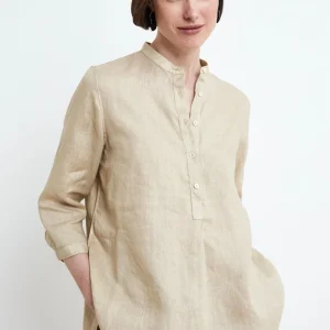 Camicia Coreana in Lino - BEIGE