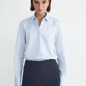 Camicia slim in cotone - AZZURRO
