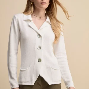 Cardigan in Cotone con Bottoni - BIANCO