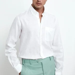 Camicia in lino regular fit - BIANCO