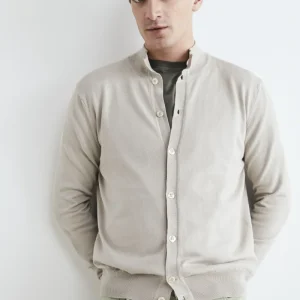 Cardigan con bottoni in cotone - SABBIA