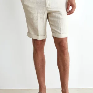Bermuda Coulisse in Lino - BEIGE