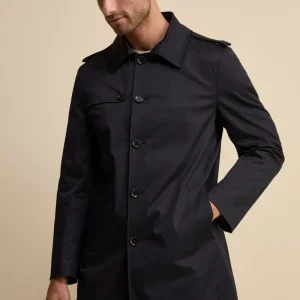 Trench Midi Monopetto in Cotone - NAVY