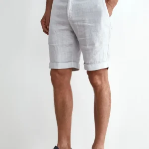 Bermuda in Lino con Risvolto - GHIACCIO