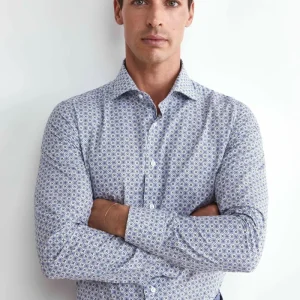 Camicia Fantasia Blu Slim Fit - FANT. BLU