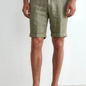 Bermuda in Lino con Risvolto - VERDE MILITARE