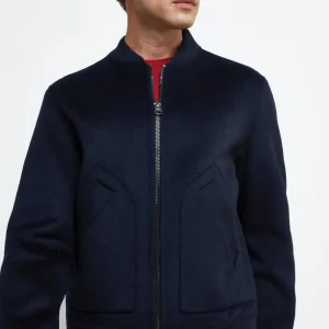Bomber in Lana con Zip - NAVY