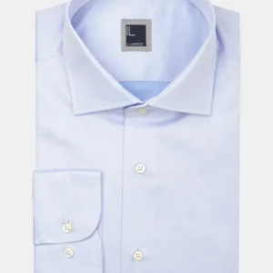Camicia twill collo francese - AZZURRO