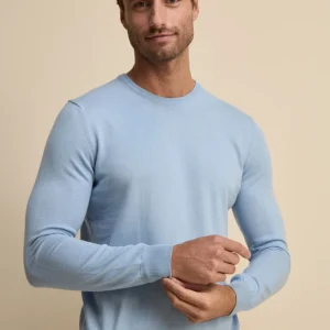 Maglia girocollo in cotone - AZZURRO