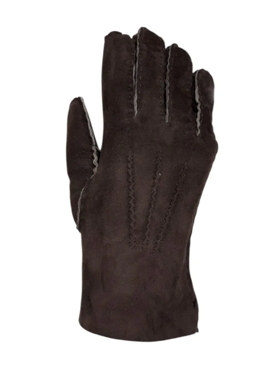 Guanto in vero montone da uomo 3 stripes marrone