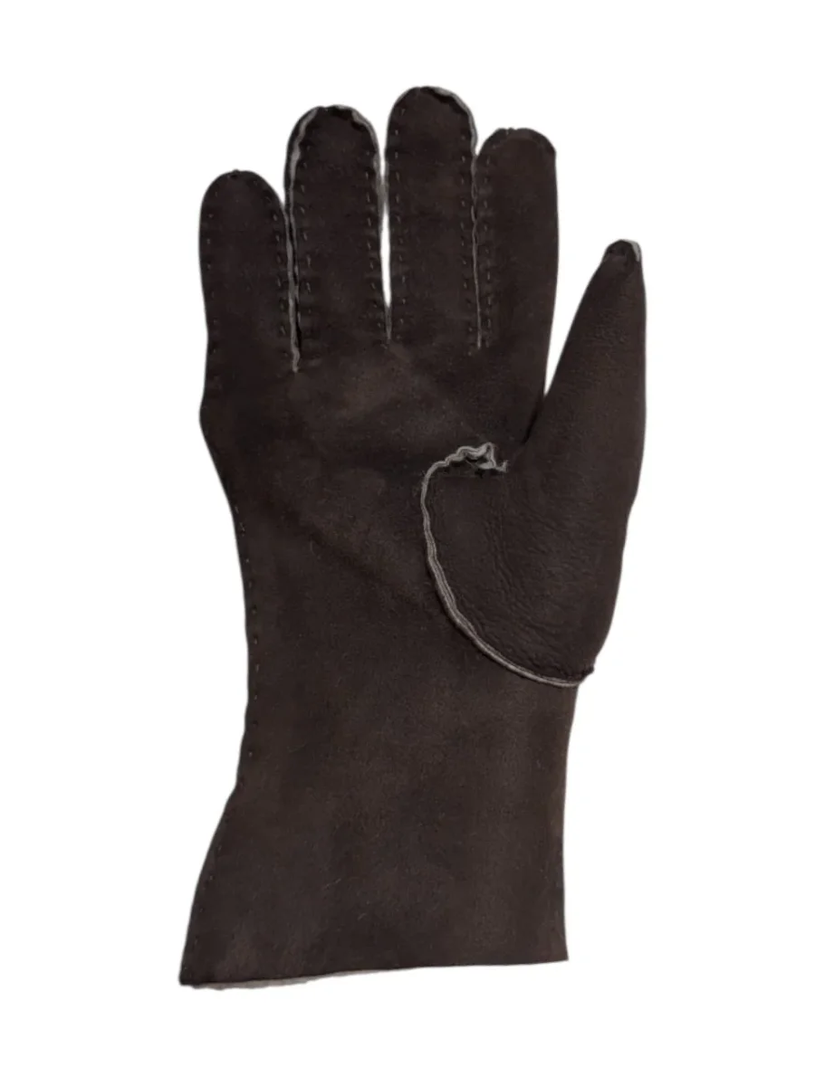 Guanto in vero montone da uomo 3 stripes marrone - immagine 3