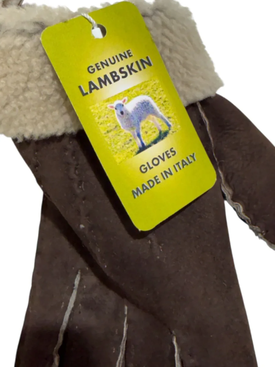 Guanto in vero montone da uomo 3 stripes marrone - immagine 4