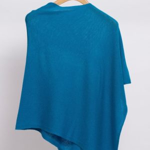 Poncho in Cashmere color Turchese