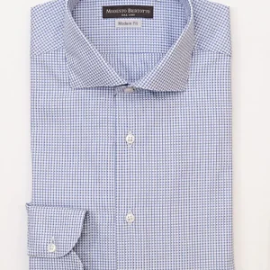 Camicia Regular Fit Fantasia Azzurro Collo Semi Francese