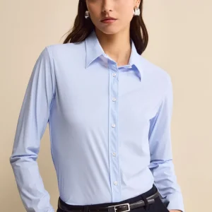 Camicia Microfantasia in Tessuto Tecnico - FANT. AZZURRO