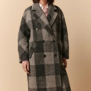 Cappotto Doppiopetto Check in Misto Lana - GRIGIO QUADRI