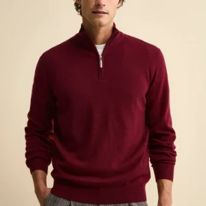 Lupetto con Zip in Lana e Cashmere - BORDEAUX
