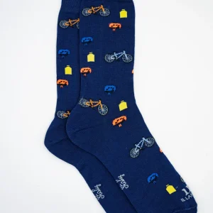 Calze Corte in Cotone Fantasia Biciclette - BLU