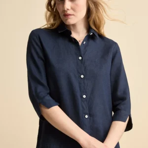 Camicia Boxy in Lino - NAVY