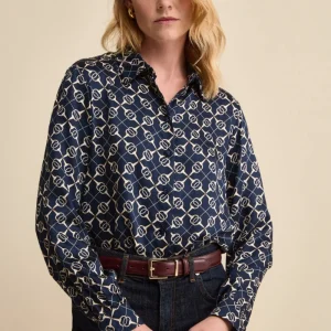 Camicia Morbida Stampata in Raso - FANT. BLU