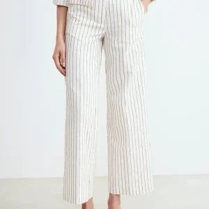 Pantaloni a palazzo gessati - FANT. AVORIO