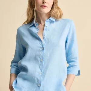 Camicia Boxy in Lino - AZZURRO