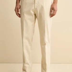 Pantalone Regular Fit in Cotone Stretch - LATTE