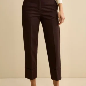 Pantalone Gamba Larga con Pieghe e Risvolto - T.MORO