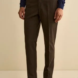Pantalone Chino Regular Fit in Gabardina - MARRONE
