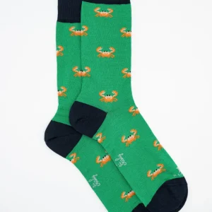 Calze Corte in Cotone Fantasia Granchi - FANT. VERDE