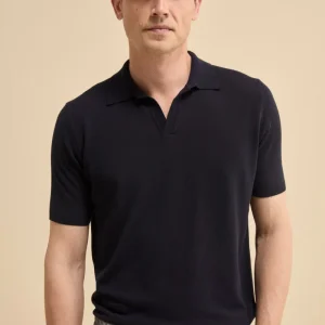 Polo in Maglia di Cotone Crêpe - BLU