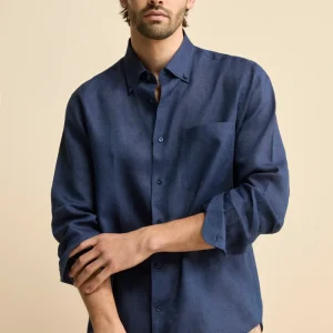 Camicia in lino regular fit - BLU