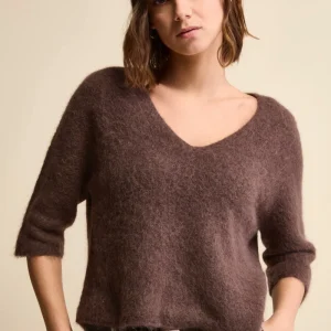 Maglia Boxy Scollo a V in Misto Alpaca - T.MORO