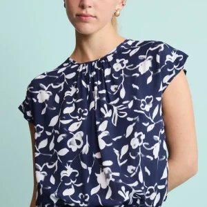 Top da Cerimonia a Fiori Girocollo - FANT. BLU