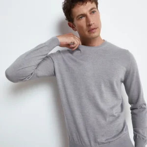 Pullover Girocollo in Lana Merino - GRIGIO CHIARO
