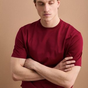 T-Shirt Slim in Filo di Scozia - BORDEAUX